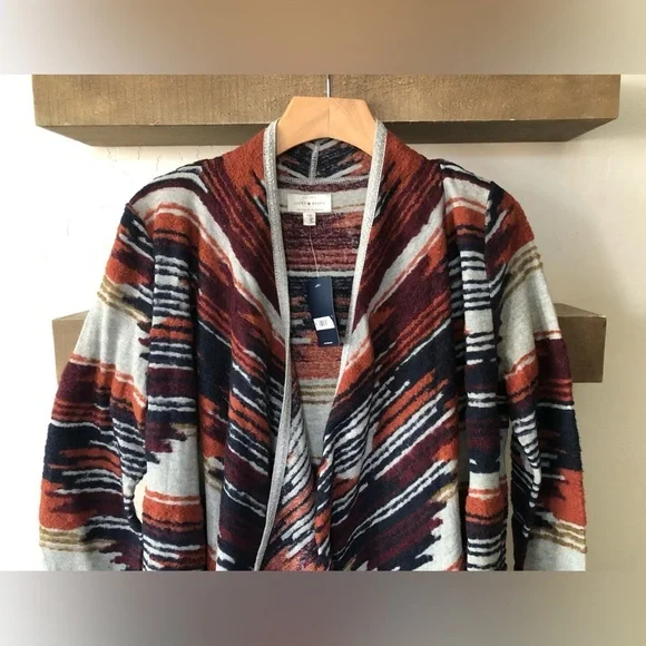 Lucky Brand|Boho Aztec print open front knit drapey cardigan,NWT,Size small-CUTE - Picture 6 of 16